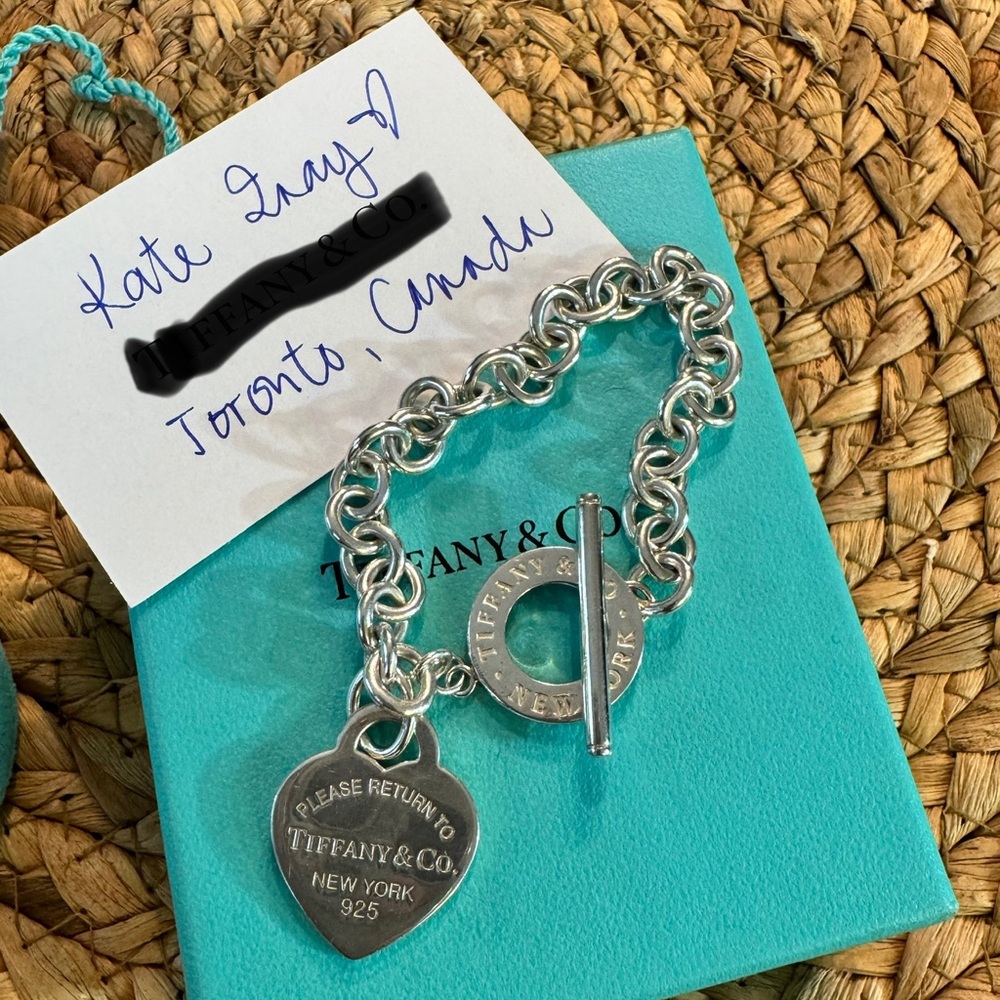 Tiffany & Co. Toggle Silver Bracelet with Heart Tag